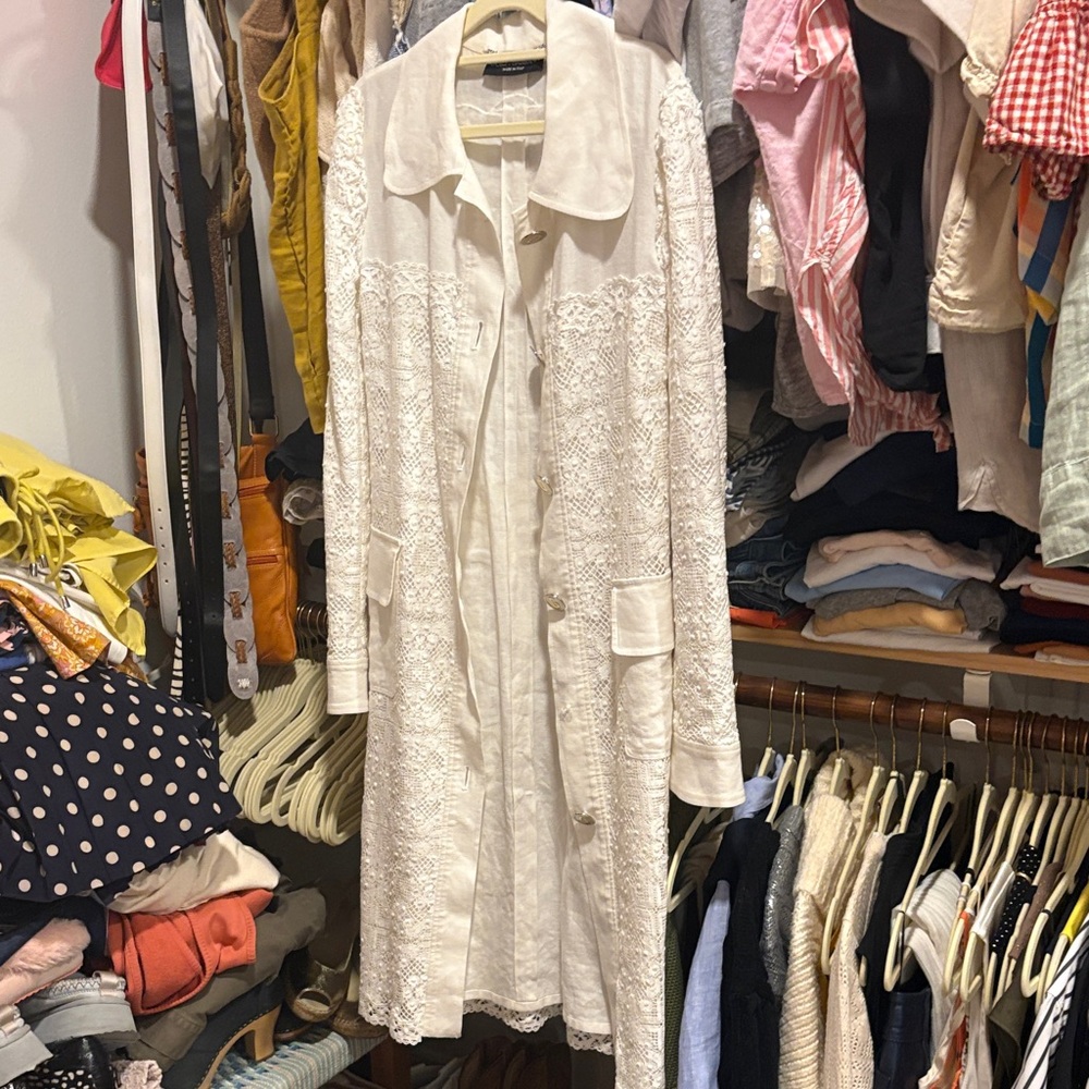 Dolce & Gabbana Cream Lace Linen Jacket Dress size 42 or 6 US
